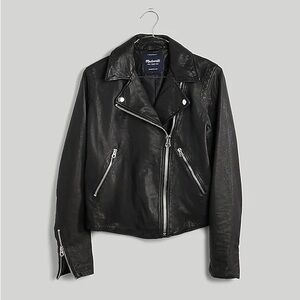 Madewell Jet Black Leather Biker Jacket